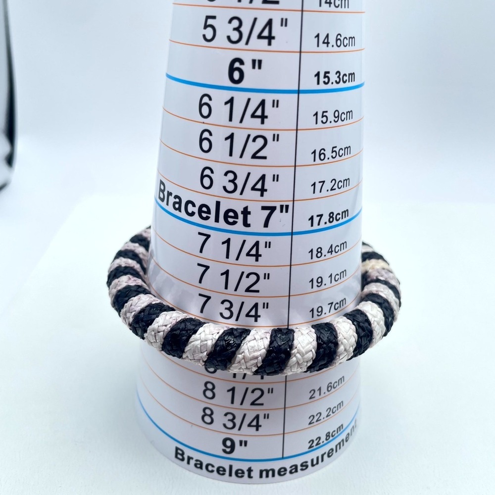 Bohemian Black White Eco-Chic Thin Woven Braided Rope-Style Bangle Bracelet - Picture 3 of 14